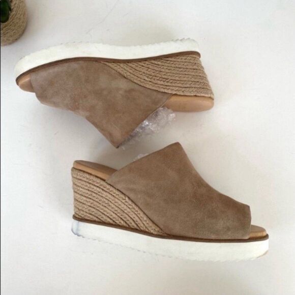 Frau Suede Wedges 41 Italian Made Neutral - Picture 9 of 13